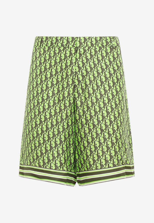 Logo Oblique Pattern Silk Shorts