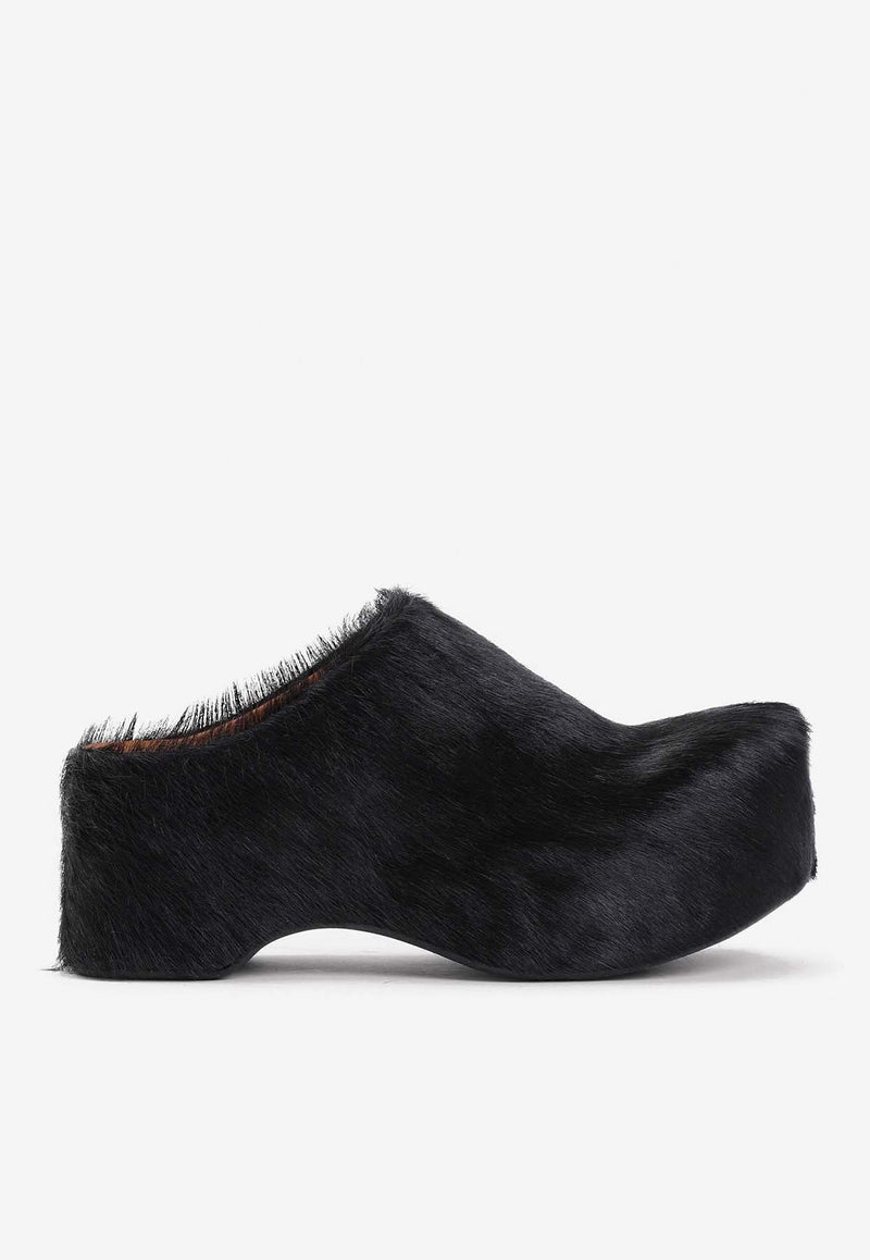 Calf Hair Sabot Slippers