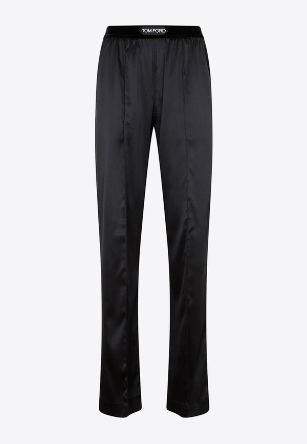 Silk Satin Straight-Leg Pants