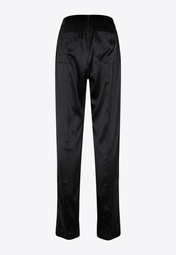 Silk Satin Straight-Leg Pants