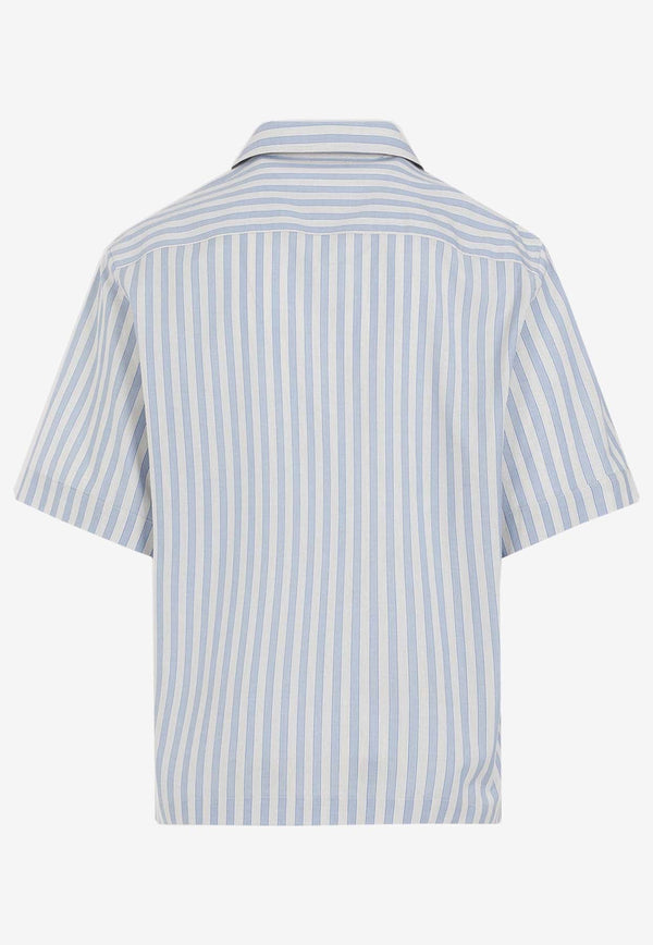 Striped Pegaso-Embroiered Bowling Shirt