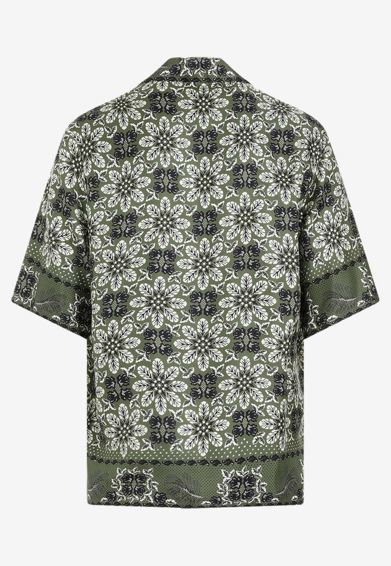 Short-Sleeved Silk Floral Shirt