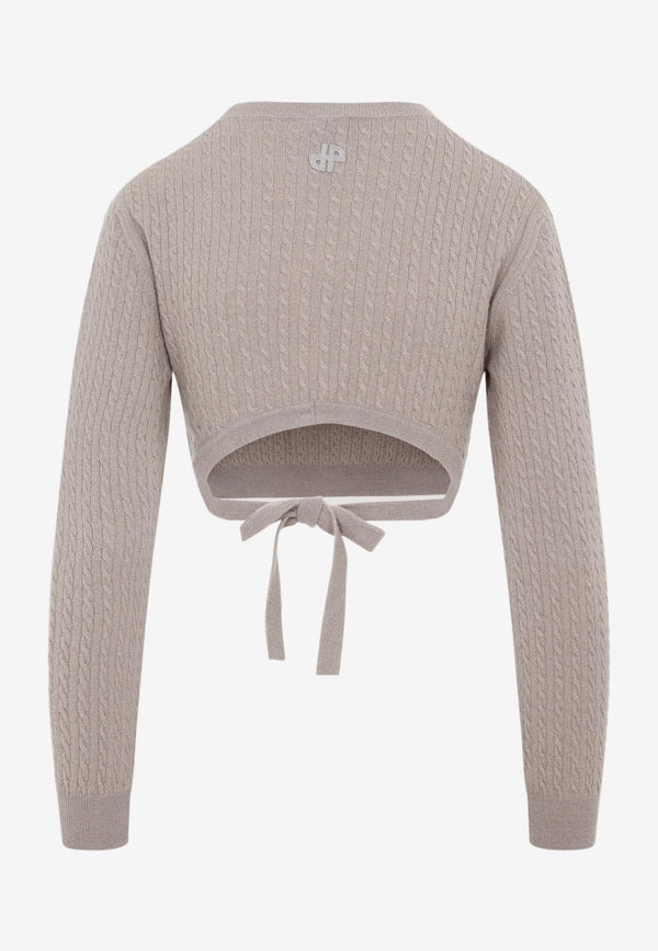 Cable-Knit Cropped Sweater in Wool and Cashmere