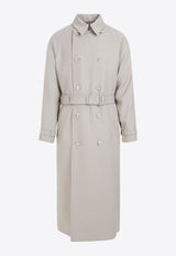 Virgin Wool Double-Breasted Trench Coat