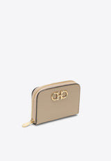 Gancini Zip-Around Wallet in Calf Leather