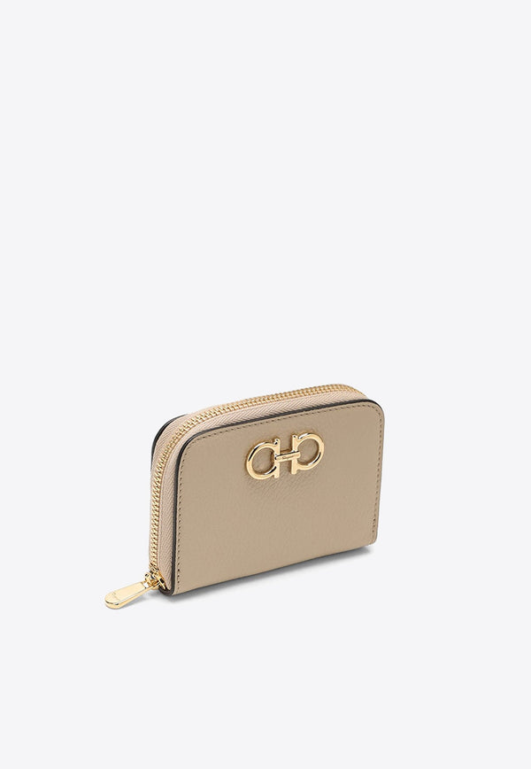 Gancini Zip-Around Wallet in Calf Leather