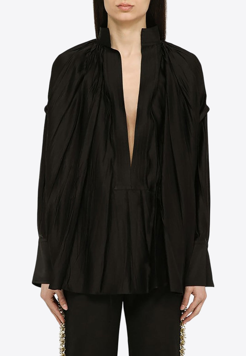 Pleated Satin Kaftan Shirt