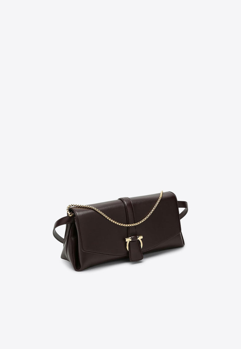 Medium Gancini Leather Shoulder Bag