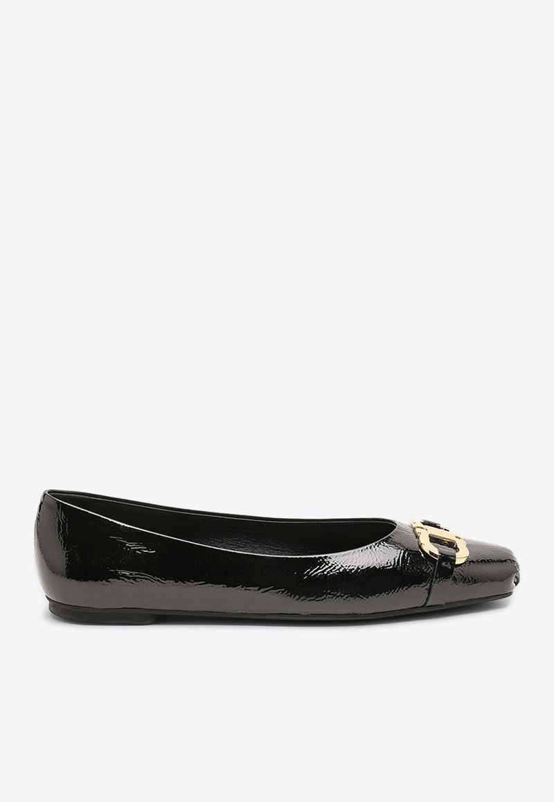 Gancini Buckle Patent Leather Ballet Flats