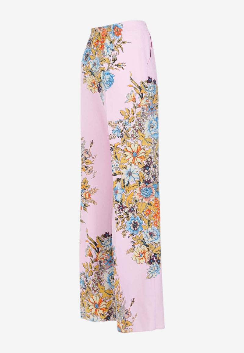 Floral Print Silk Pants