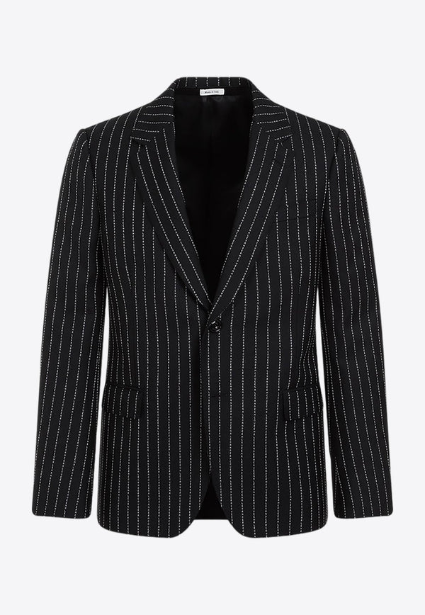 Single-Breasted Pinstripe Blazer