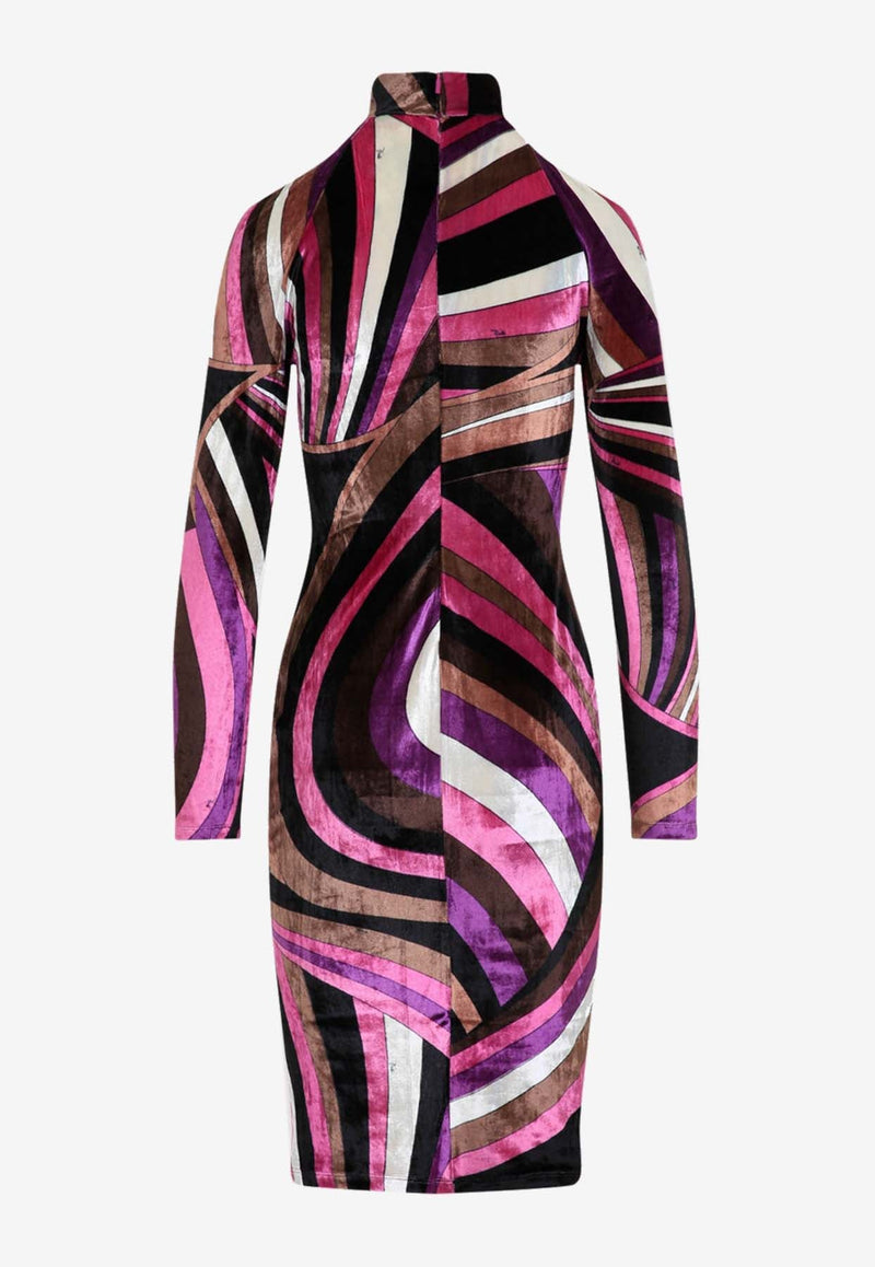 Iride Print Velvet Dress