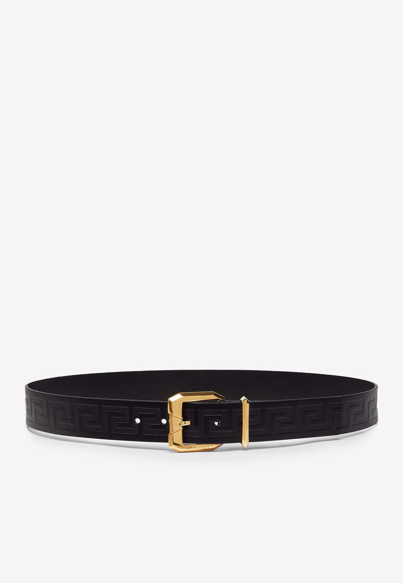 Greca Embossed Belt in Calf Leather