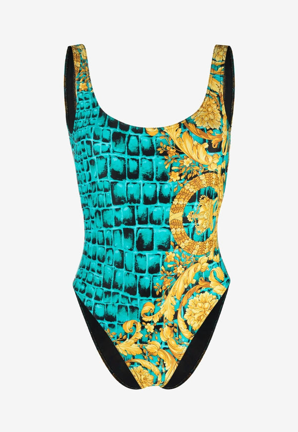 Baroccodile Print One-Piece Swimsuit