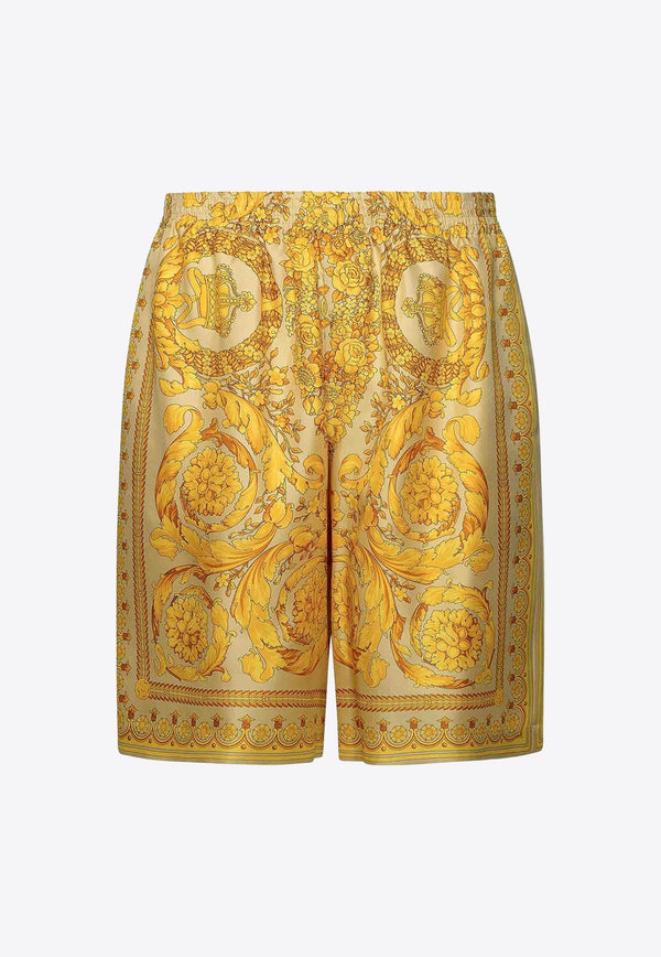 Barocco Print Silk Shorts