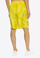 Barocco Print Silk Shorts