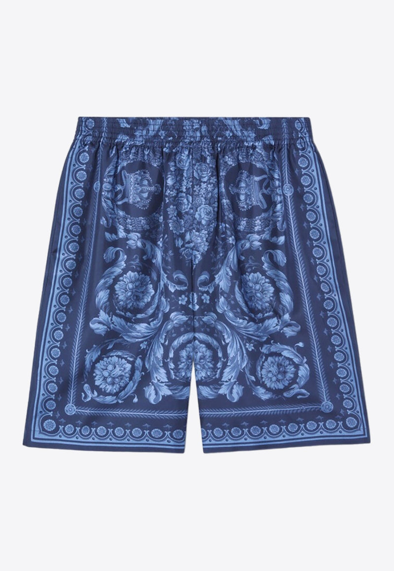 Barocco Print Silk Shorts