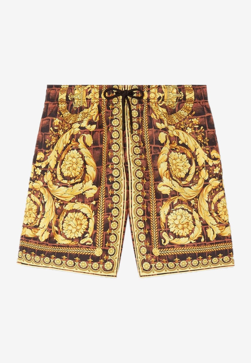 Baroccodile Print Swim Shorts