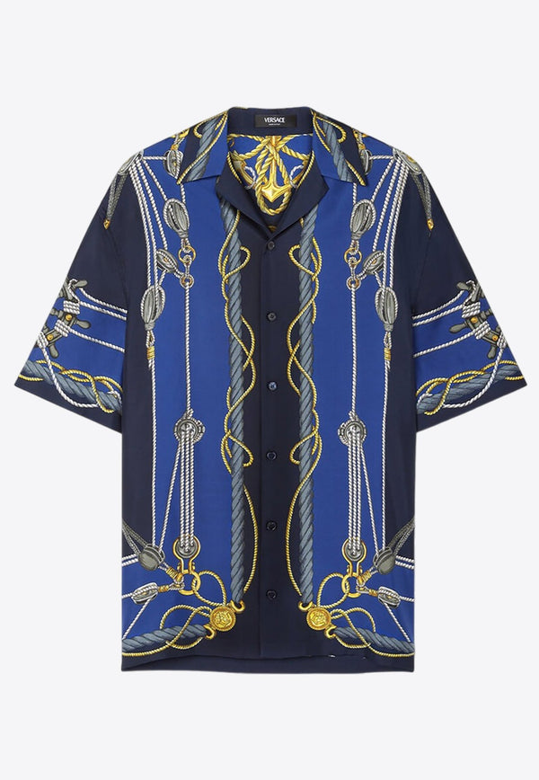 Nautical Print Silk Shirt