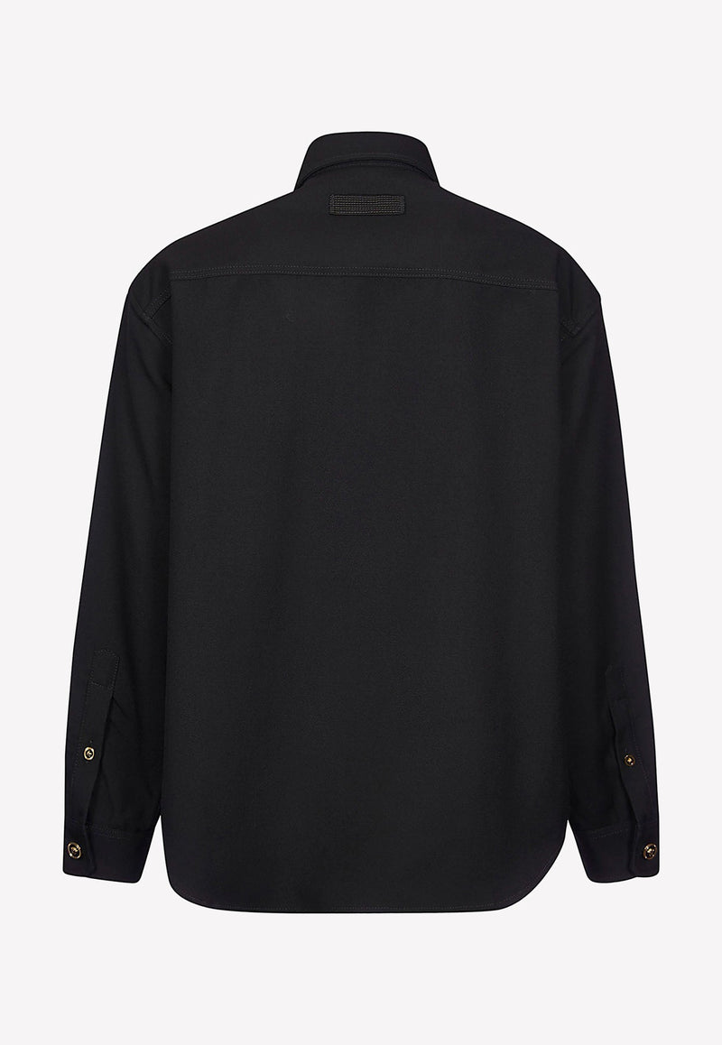 Medusa Detail Buttoned Overshirt in Wool