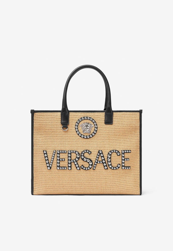 Large La Medusa Studded Logo Tote Bag