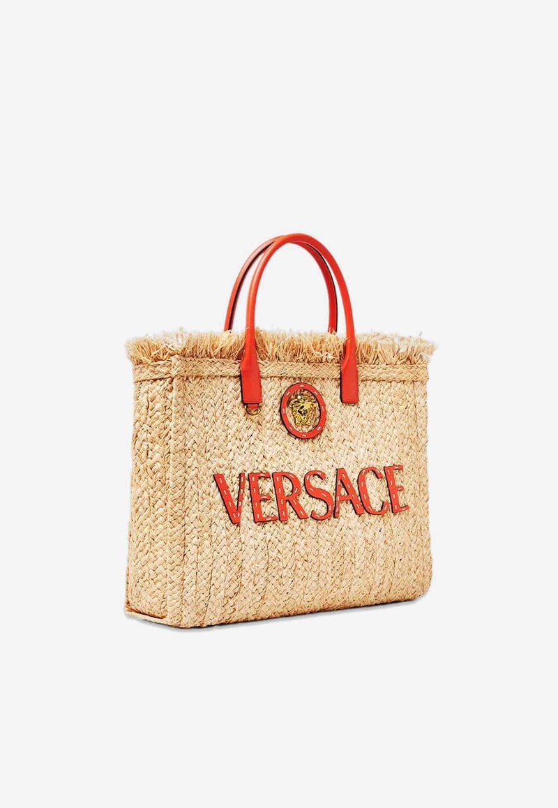 La Medusa Woven Raffia Tote Bag