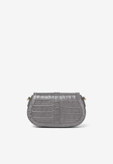 Greca Goddess Croc-Embossed Leather Crossbody Bag