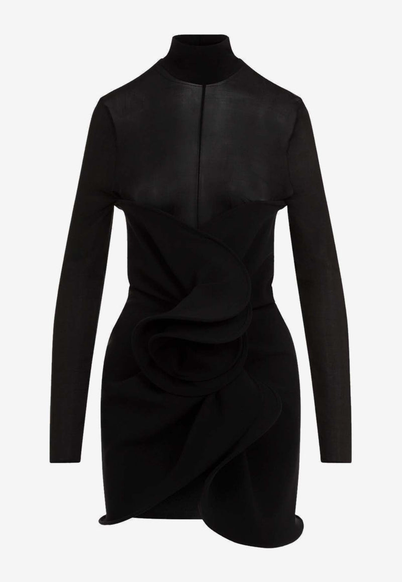 Sculptural High-Neck Mini Dress