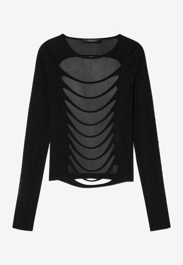 Slashed Knit Long-Sleeved Top