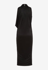 Slashed Halterneck Midi Dress