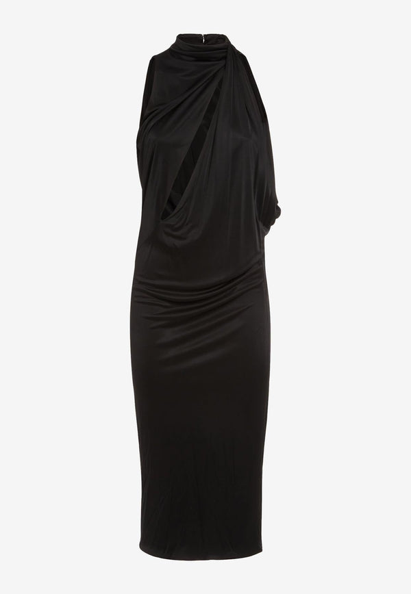 Slashed Halterneck Midi Dress