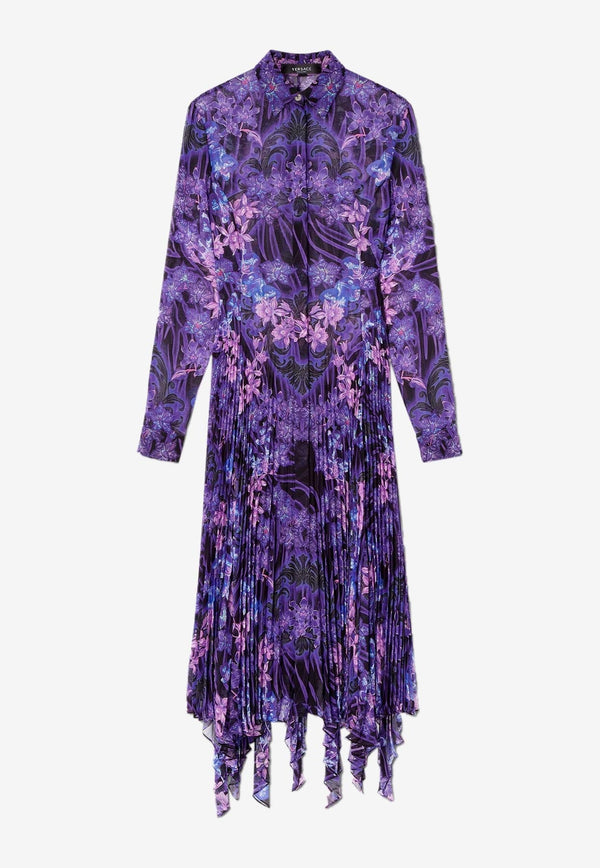 Orchid Barocco Print Midi Shirt Dress