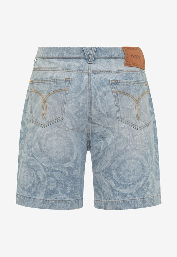 All-Over Logo Denim Shorts