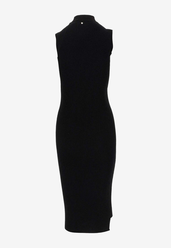 Slash Cut-Out Turtleneck Midi Dress