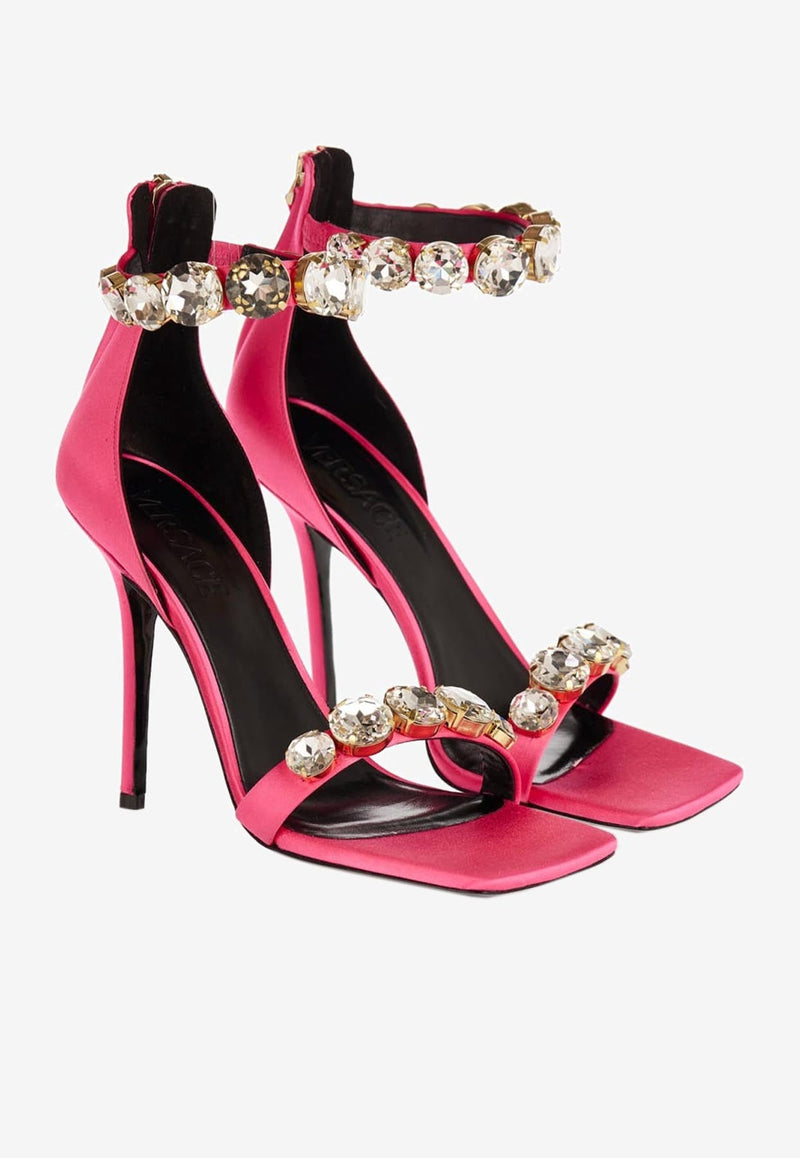 85 Crystal-Embellished Satin Sandals