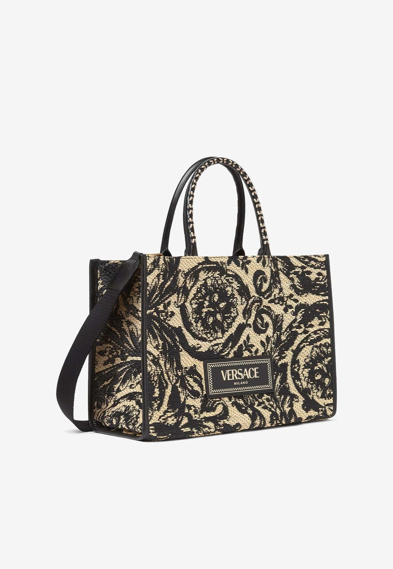 Medium Barocco Athena Raffia Tote Bag