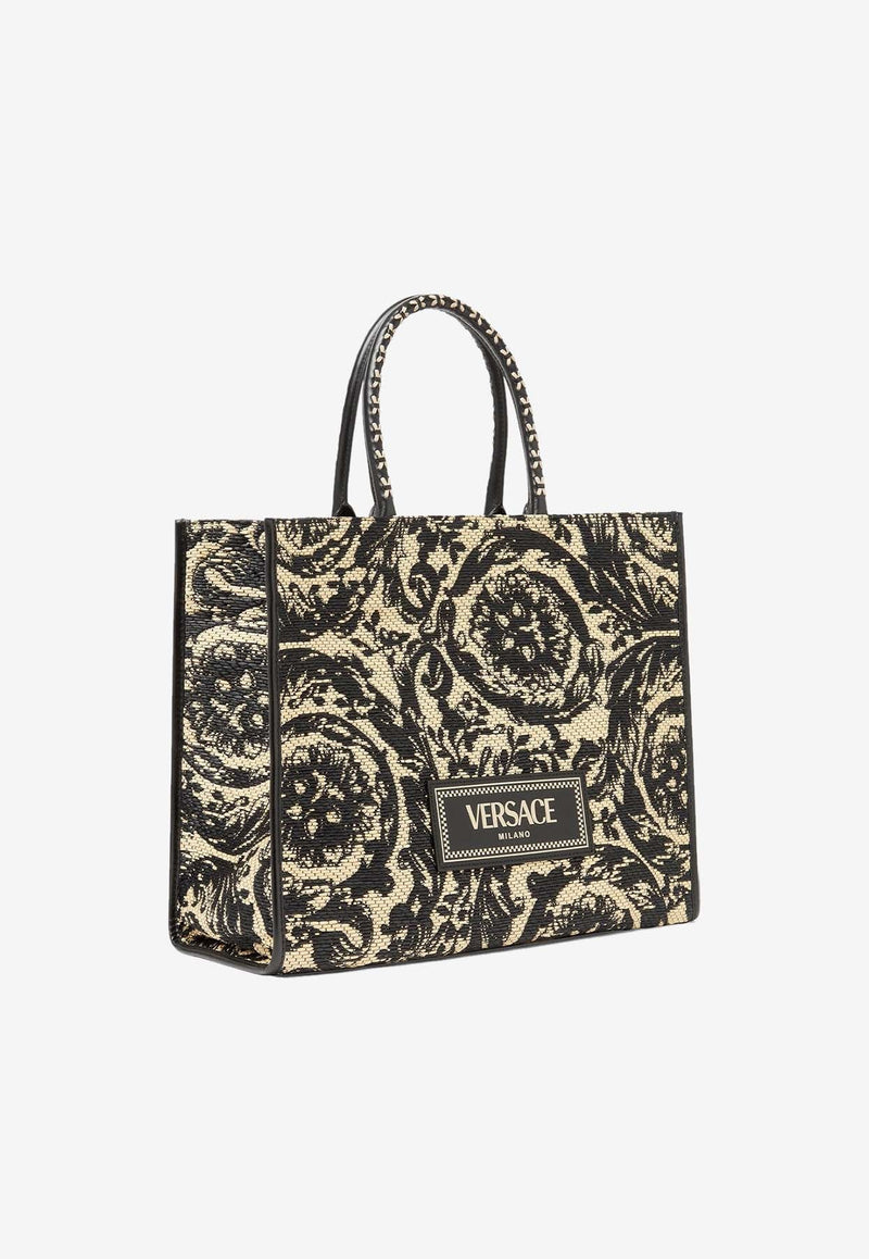 Large Barocco Athena Raffia Tote Bag