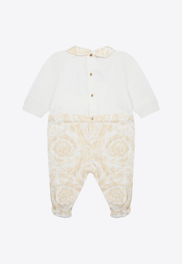 Baby Girls Baroque-Print Paneled Onesie