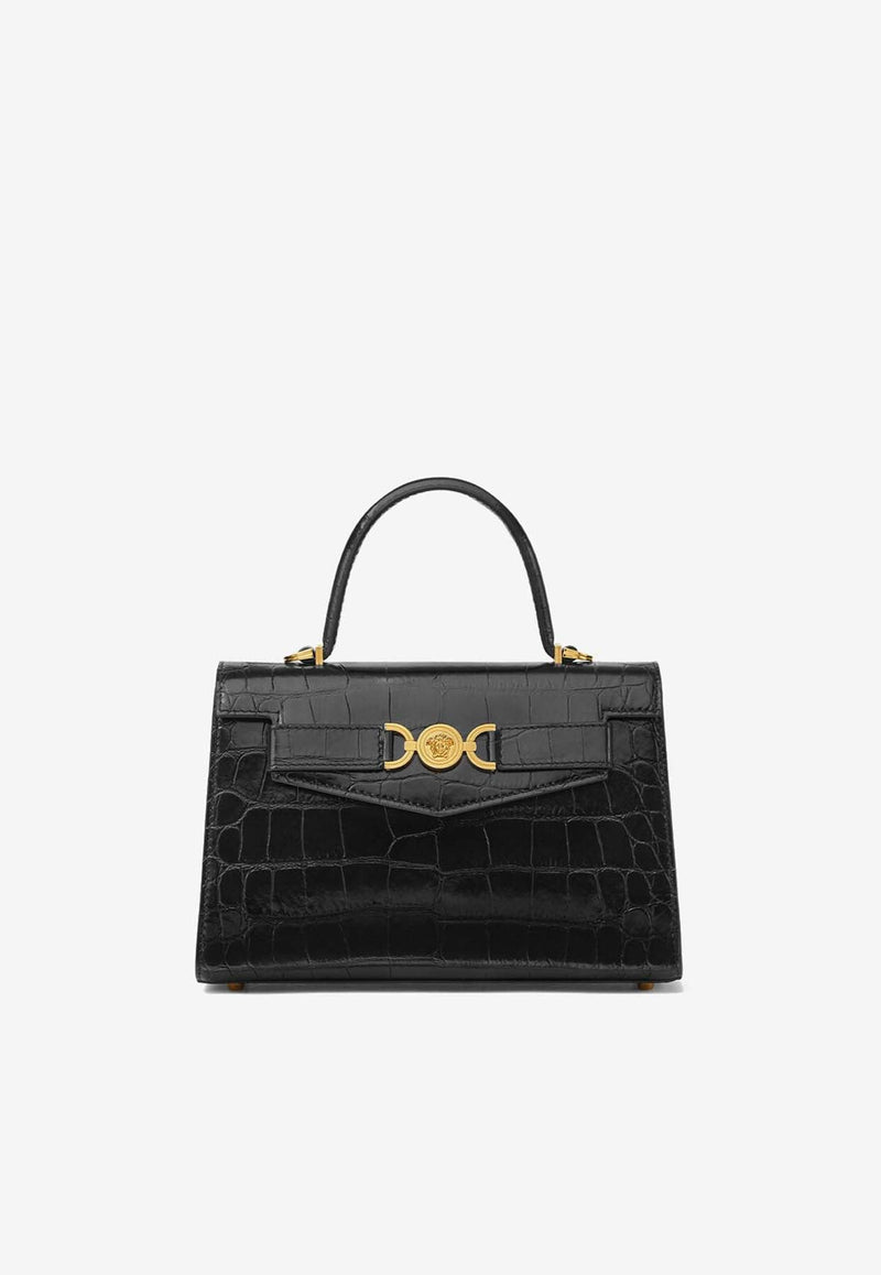 Medium Medusa '95 Croc-Embossed Leather Top Handle Bag