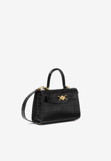 Small Medusa '95 Croc-Embossed Leather Top Handle Bag