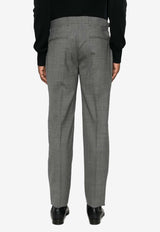 Tapered Houndstooth Wool Tailored Pants