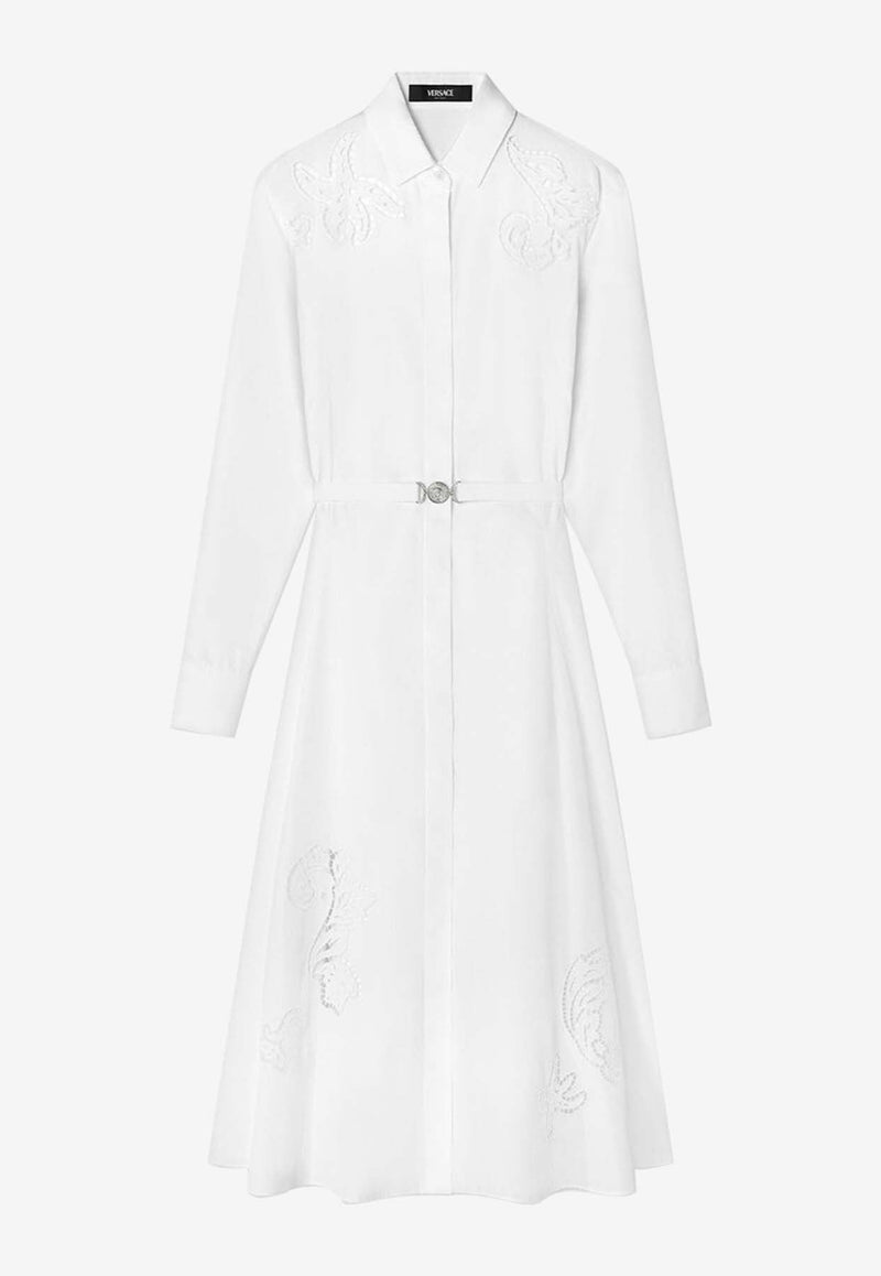 Embroidered Midi Shirt Dress