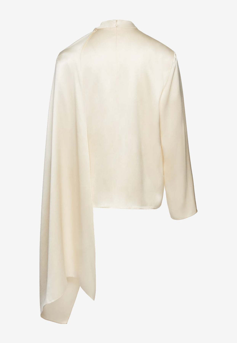 Cape-Effect Silk Blouse