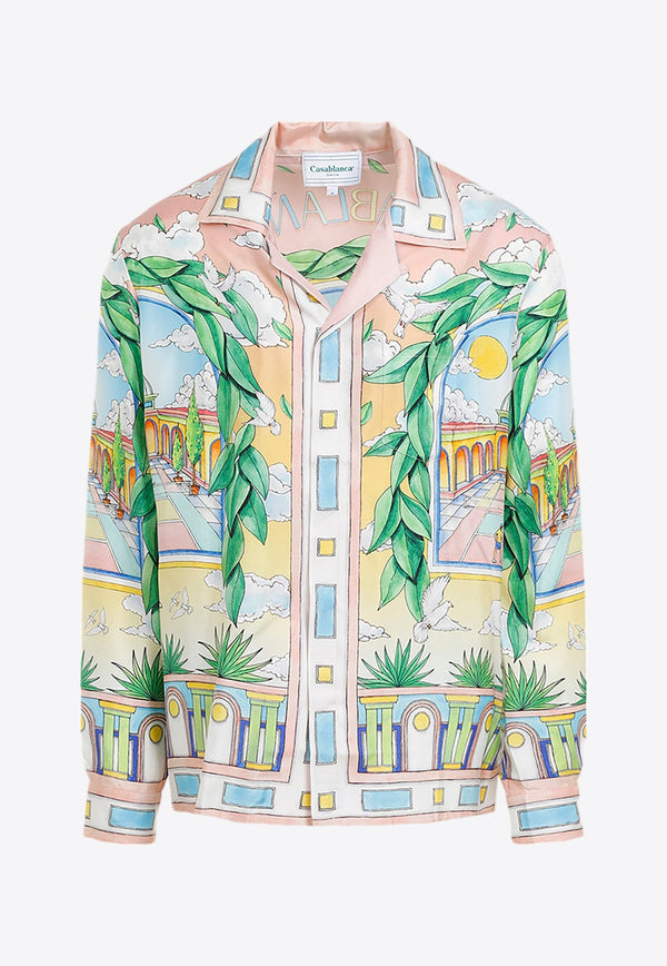 Paysage Print Silk Shirt