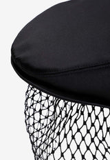 Silk Satin Flat Cap with Mesh Veil