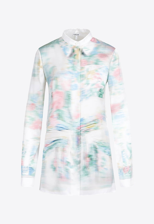 Blurred Print Long-Sleeved Shirt