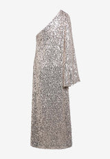 Sequined One-Shoulder Maxi Dress