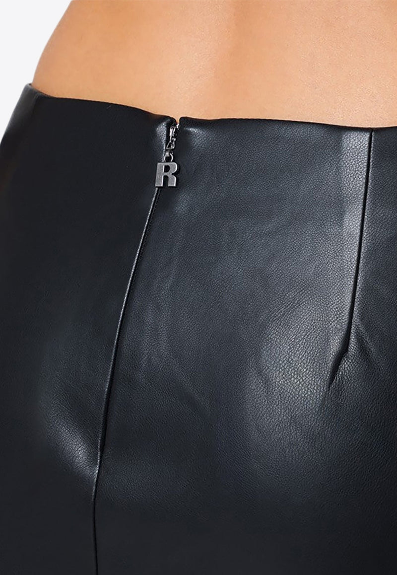 Draped Faux Leather Mini Skirt