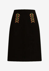 Foliage Embroidered Sheath Skirt