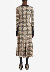 Paisley Long-Sleeved Midi Dress
